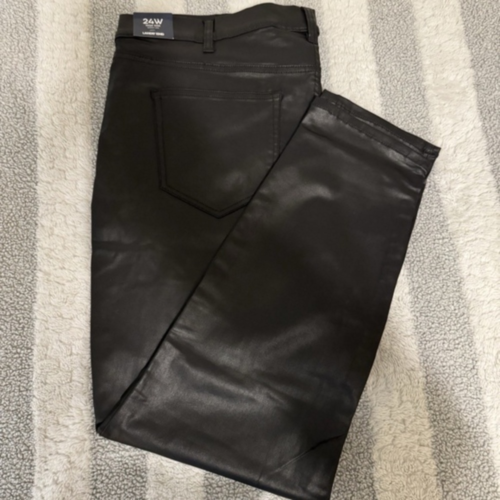 Lands' End NWT Size 24W Solid Black High-Rise Coated Skinny Leg Jeans